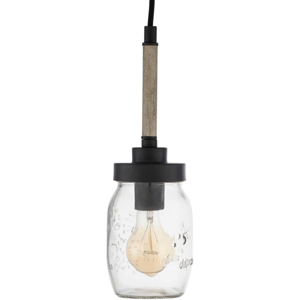Ebro Glass Mason Jar 1-light Pendant - 15.75" x 11" x 11"
