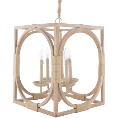 Berwin Vintage Wood 4-light Pendant - 14.5" x 6.25" x 6.25"
