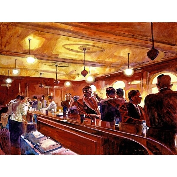CANVAS Bar Scene - After the Market Closes by David Lloyd Glover Art Painting Reproduction. Opens flyout.