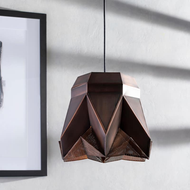 Neola Antiqued Mid-Century Modern 1-light Pendant - Copper