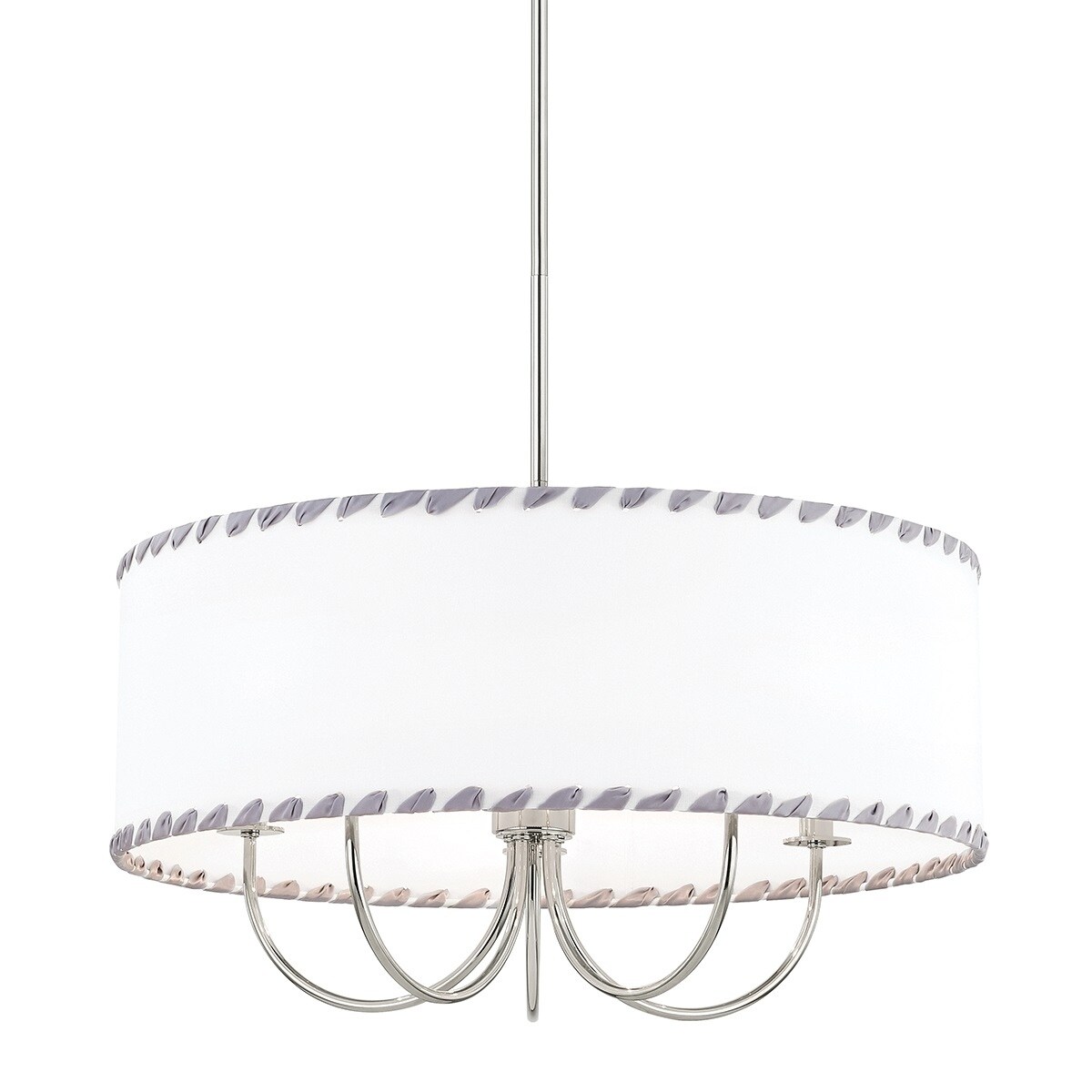 Hannah 5-light Polished Nickel Chandelier, Off White Linen - Chandeliers For Bedrooms by Overstock.com