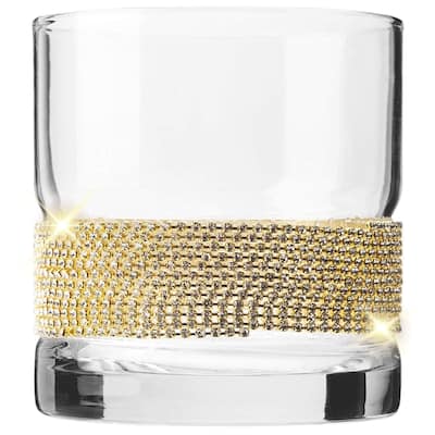 Berkware Crystal Old Fashioned Whiskey Glass with Gold Design