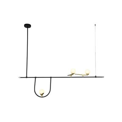 Black Metal Ceiling Fixture With White Glass Shades