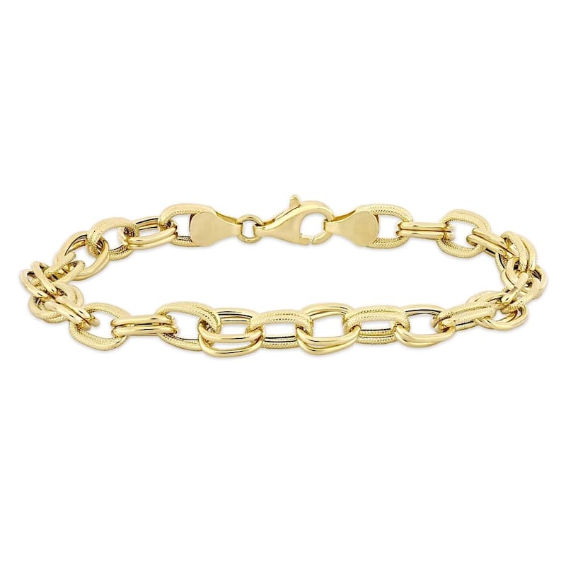 Miadora 14k Yellow Gold Double Oval Link Bracelet