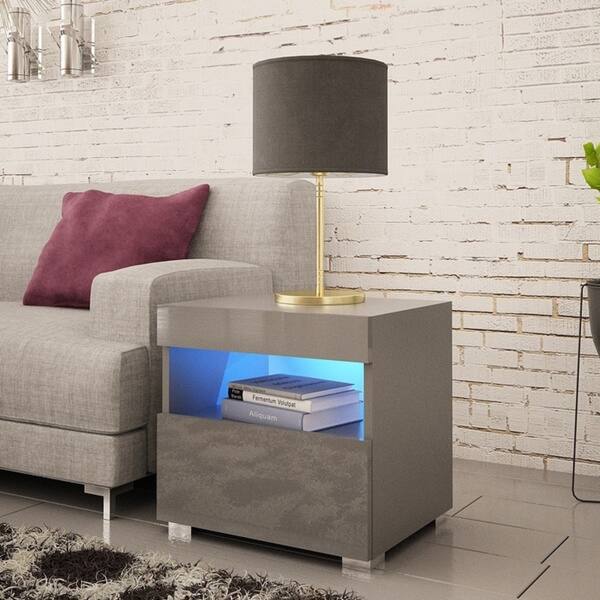 Shop Strick Bolton Cyrena High Gloss Nightstand With Led Lights Overstock 29161046