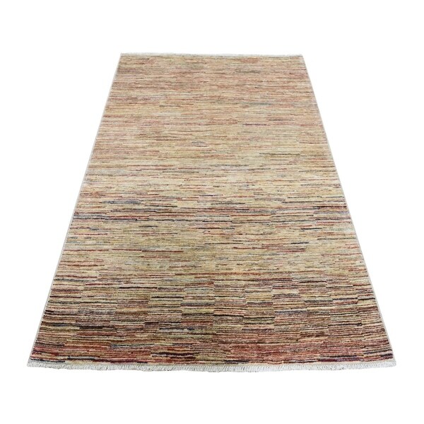 Shahbanu Rugs Hand Knotted Modern Peshawar Gabbeh Colorful Oriental Rug (4'1" x 6'3") - 4'1" x 6'3"