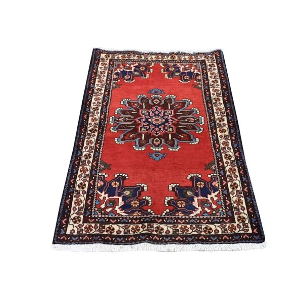 Shahbanu Rugs Red New Persian Bakhtiari Pure Wool Hand Knotted Oriental Rug (3'0" x 4'0") - 3'0" x 4'0"