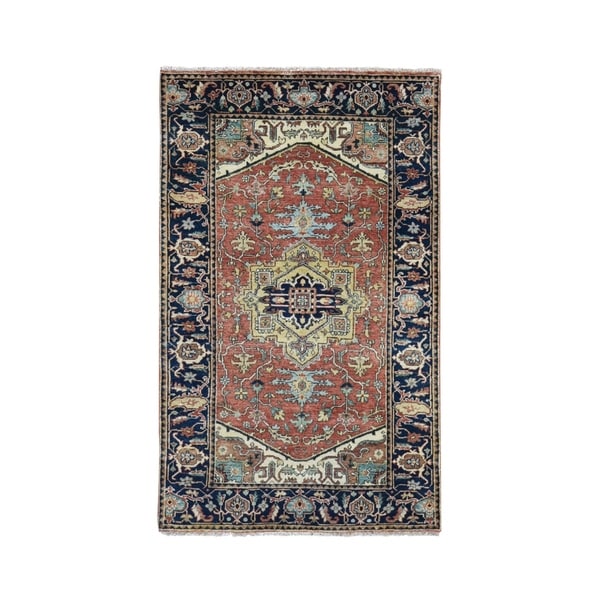 Shahbanu Rugs Antiqued Heriz Re Creation Pure Wool Hand knotted Oriental Rug (3'1" x 5'3") - 3'1" x 5'3"