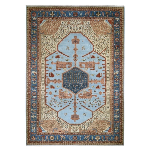 Shahbanu Rugs Hand Knotted Antiqued Bakshaish Natural Dyes Oriental Rug (9'10" x 13'9") - 9'10" x 13'9"