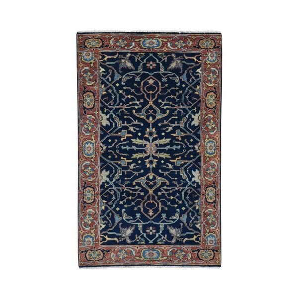 Shahbanu Rugs Antiqued Heriz Re Creation All Over Design Pure Wool Hand Knotted Oriental Rug (3'0" x 5'3") - 3'0" x 5'3"