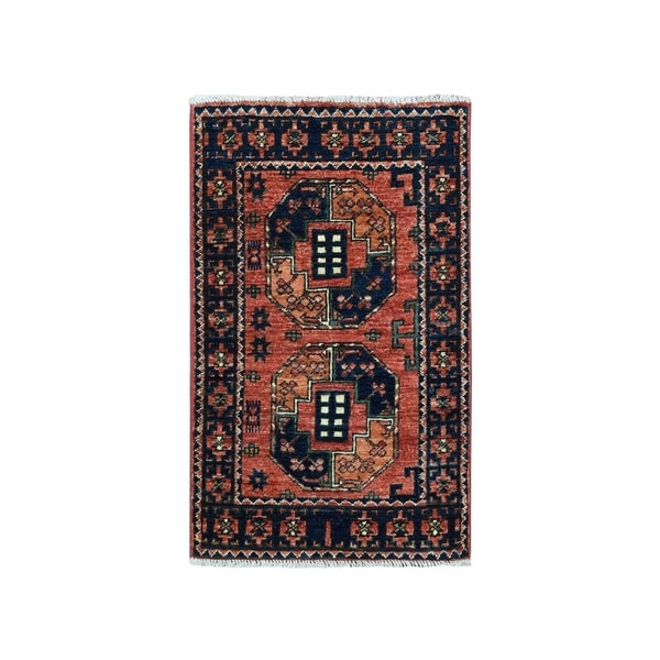 Shahbanu Rugs Afghan Ersari Elephant Feet Design Pure Wool Hand Knotted Oriental Rug (2'0" x 3'0") - 2'0" x 3'0"
