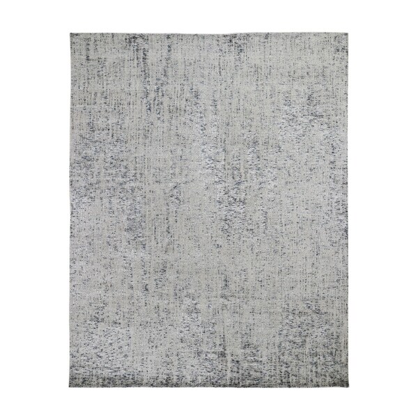 Shahbanu Rugs Gray Fine jacquard Hand-Loomed Modern Wool And Silk Oriental Rug (8'0" x 10'0") - 8'0" x 10'0"