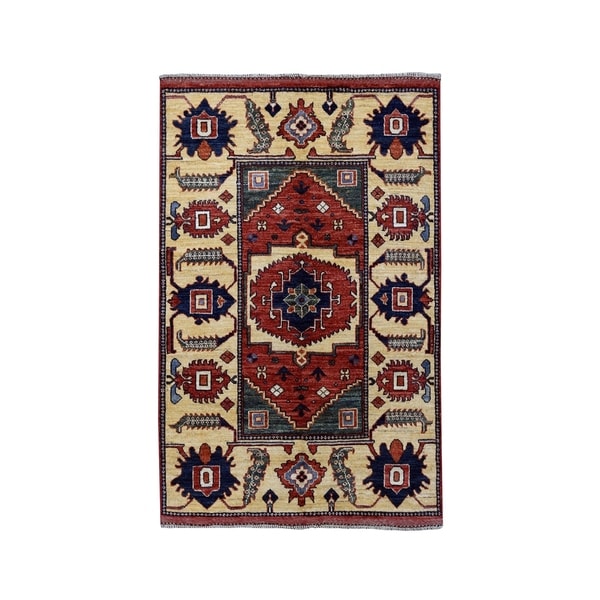 Shahbanu Rugs Afghan Ersari Pure Wool Hand-Knotted Oriental Rug (3'5" x 4'9") - 3'5" x 4'9"