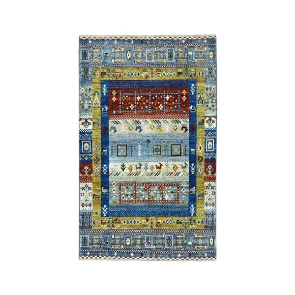 Shahbanu Rugs Colorful Kashkuli Gabbeh Pictorial Pure wool Hand-knotted Oriental Rug (3'1" x 5'0") - 3'1" x 5'0"