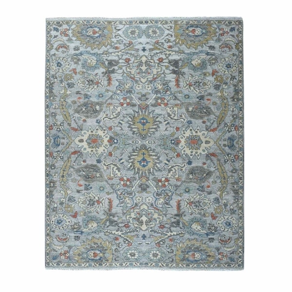 Shahbanu Rugs Colorful Textured Wool Oushak Design Hand Knotted Oriental Rug (8'1" x 10'3") - 8'1" x 10'3"
