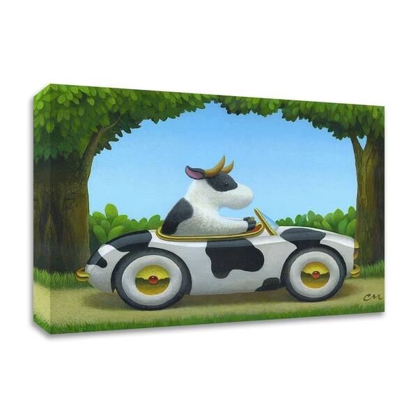 Cow Car By Chris Miles Print On Canvas 24 X 18 Ready To Hang Overstock