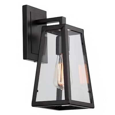 Black Metal Wall Sconce with Clear Glass Shade