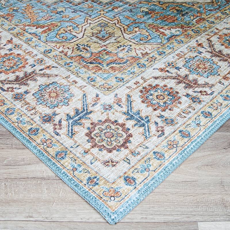 Dream Decor Rugs Legion Painted Persian Blue Red Medallion Area Rug