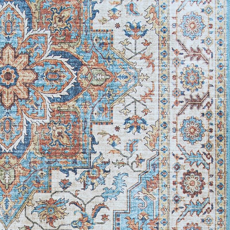 Dream Decor Rugs Legion Painted Persian Blue Red Medallion Area Rug
