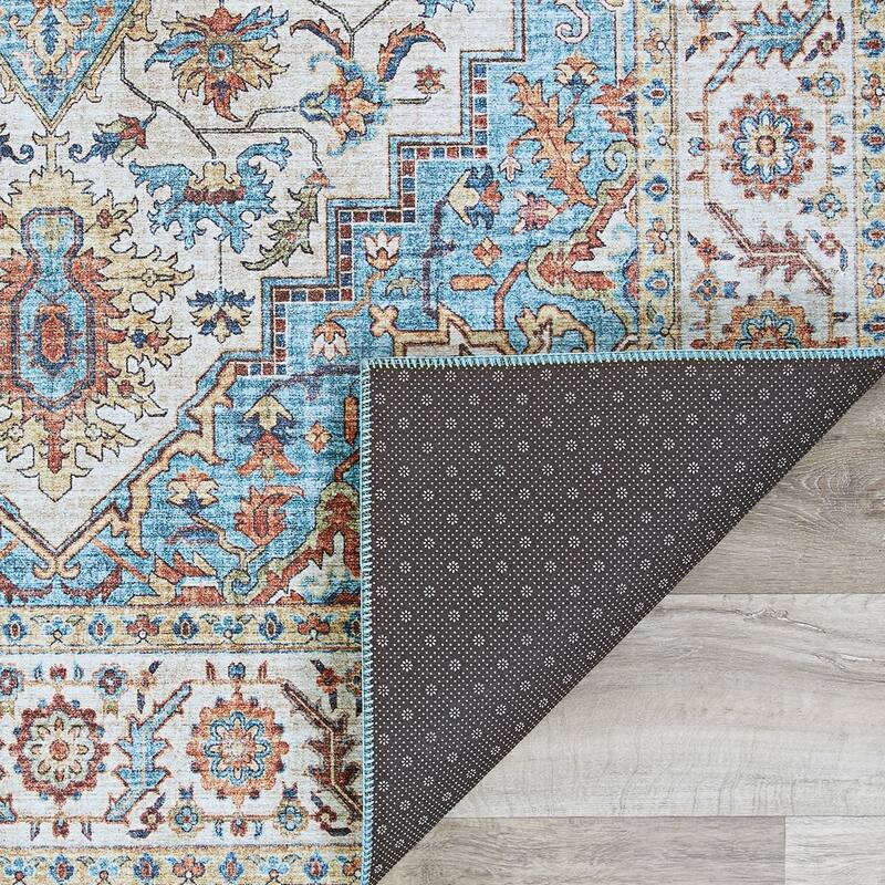 Dream Decor Rugs Legion Painted Persian Blue Red Medallion Area Rug