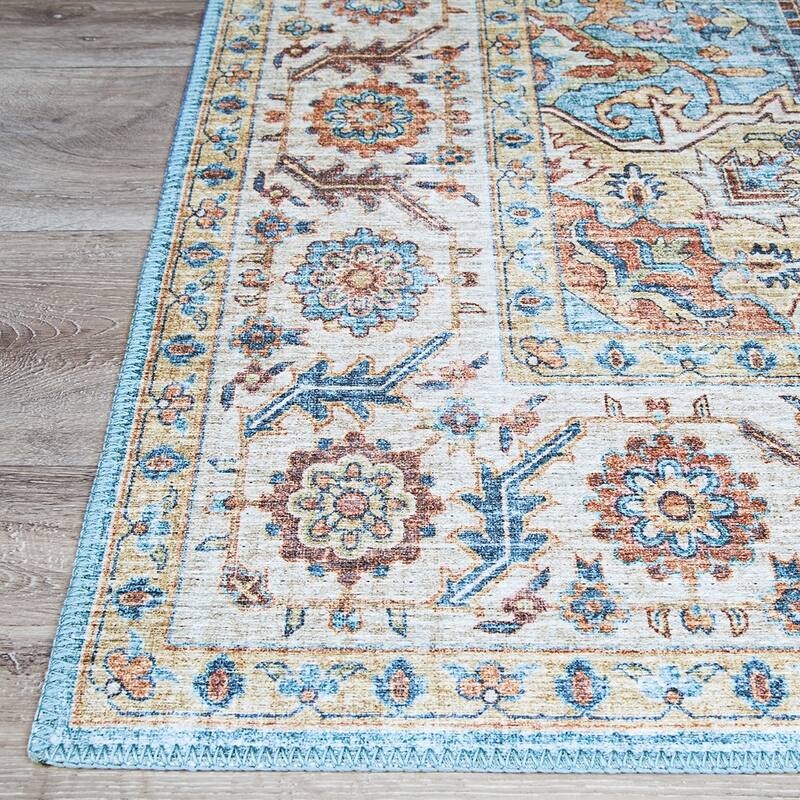 Dream Decor Rugs Legion Painted Persian Blue Red Medallion Area Rug