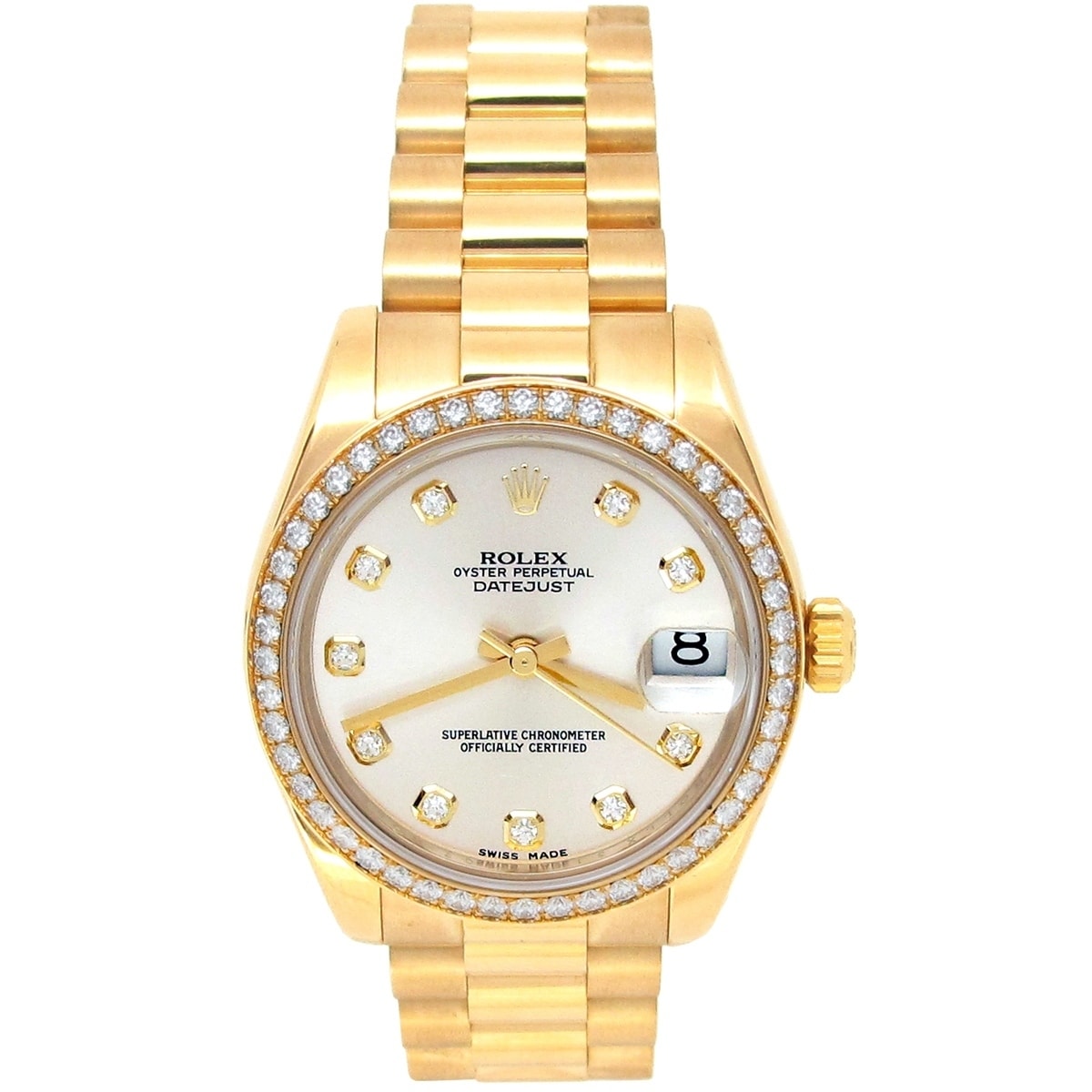 Pre-owned 31mm Rolex 18k Yellow Gold 