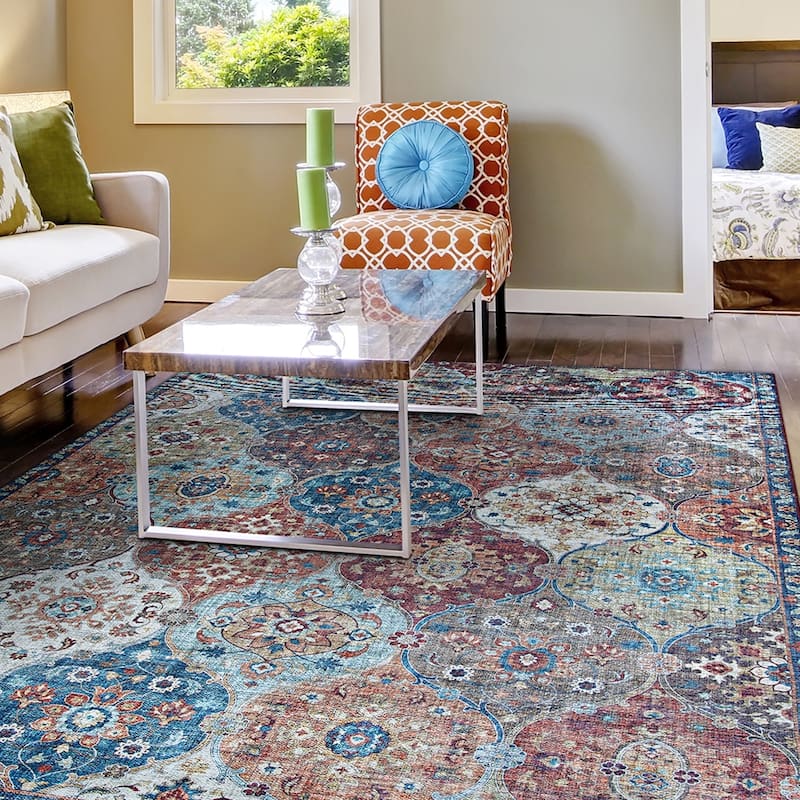 Legion Flora Mosaic Blue-Multicolor Area Rug