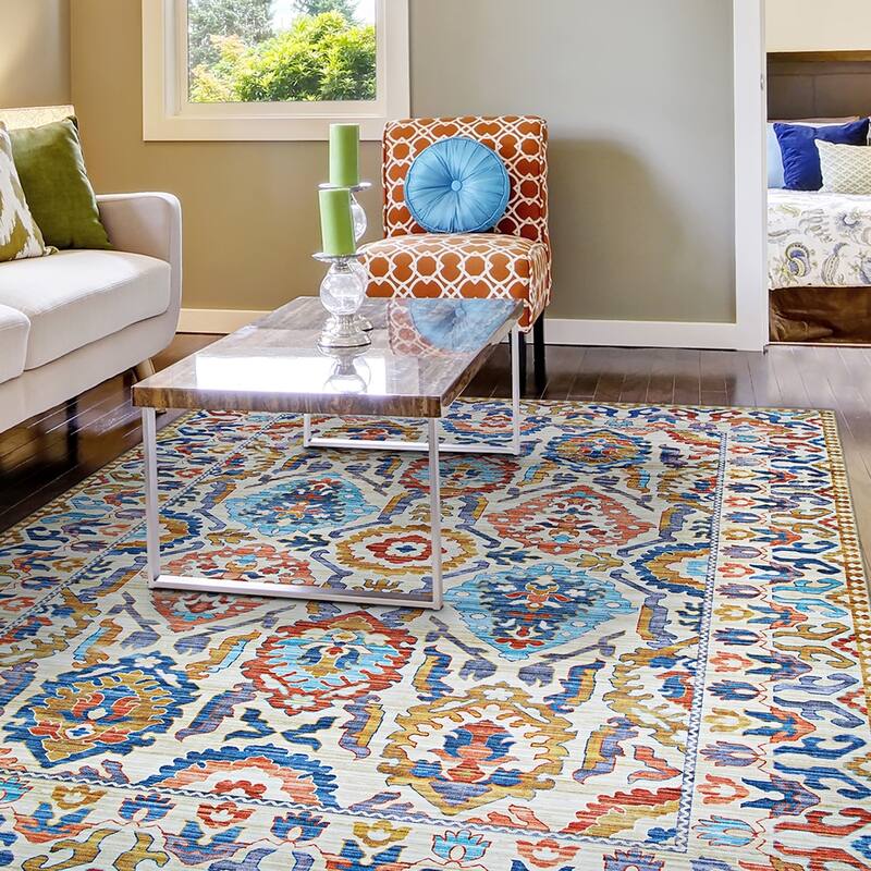 Legion Vivid Botanical Yellow-Blue Area Rug