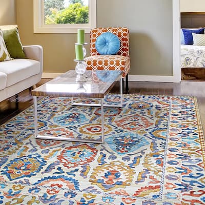 Legion Vivid Botanical Yellow-Blue Area Rug