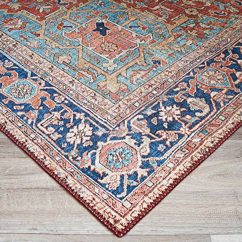 Dream Decor Rugs Legion Kirma Orange Blue Medallion Area Rug