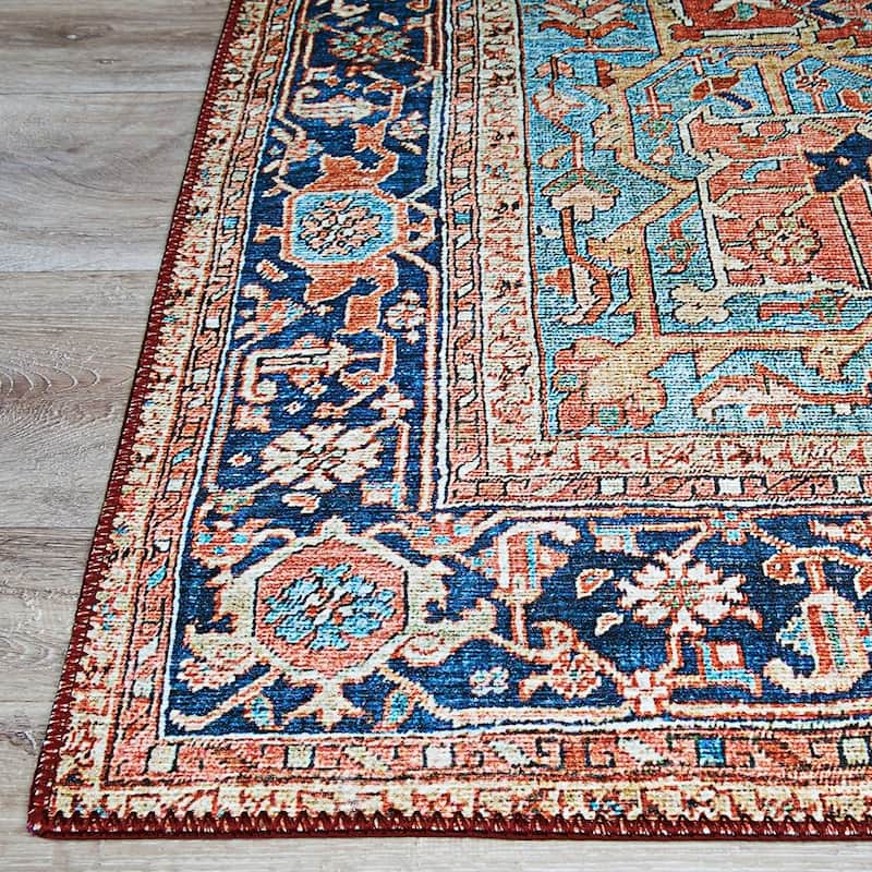 Dream Decor Rugs Legion Kirma Orange Blue Medallion Area Rug