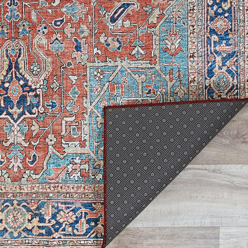 Dream Decor Rugs Legion Kirma Orange Blue Medallion Area Rug
