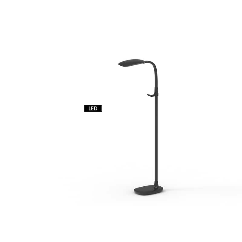 Artiva PRO-Vision Full Spectrum LED Floor Lamp with Accessory Hangers & Reading Magnifier, 62"H, Black