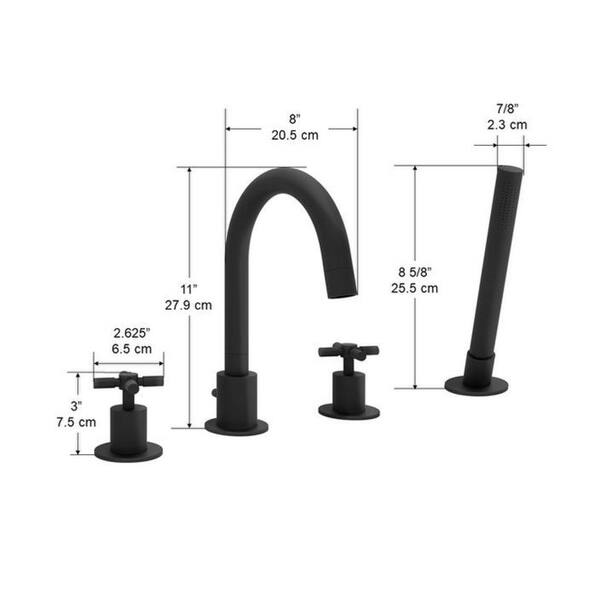 Shop Ancona Prima 4 Series Matte Black Widespread Bathroom Tub