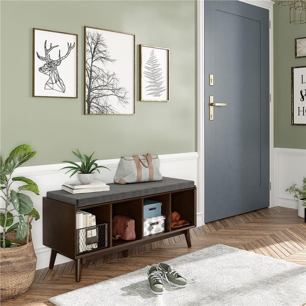Shop Novogratz Brittany Walnut Entryway Bench Ships To Canada