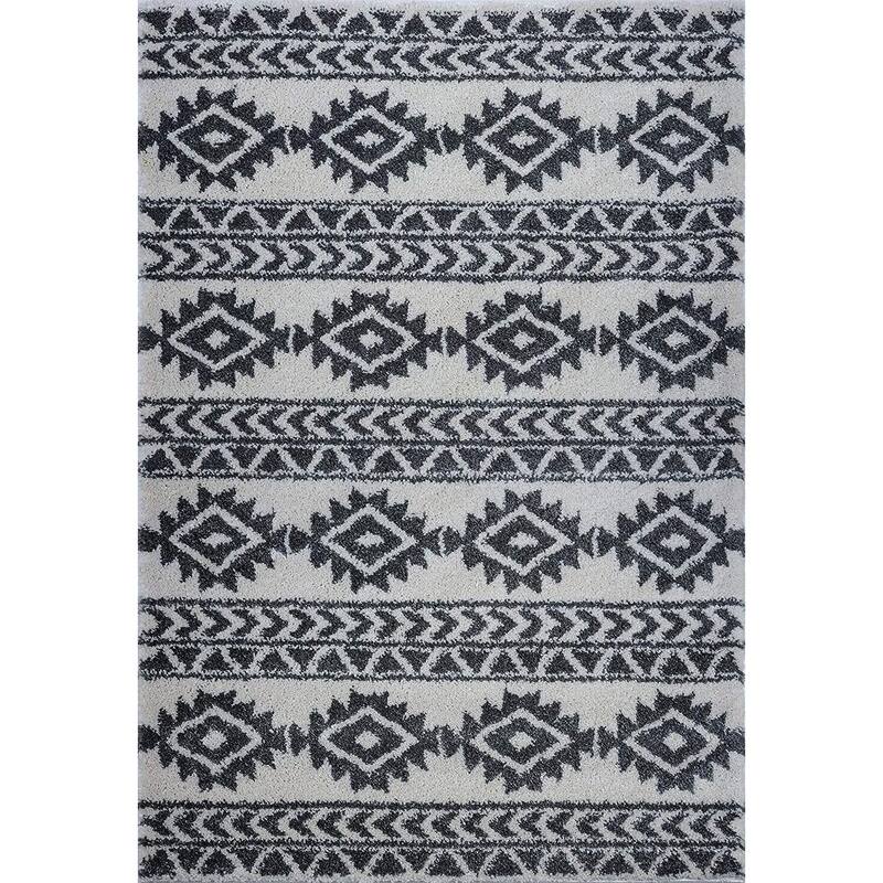 LaDole Rugs Shaggy Soft Area Rug Carpet Tapis For Living Room Bedroom - 6'5" x 9'5" (200cm x 290cm) - Ivory Grey