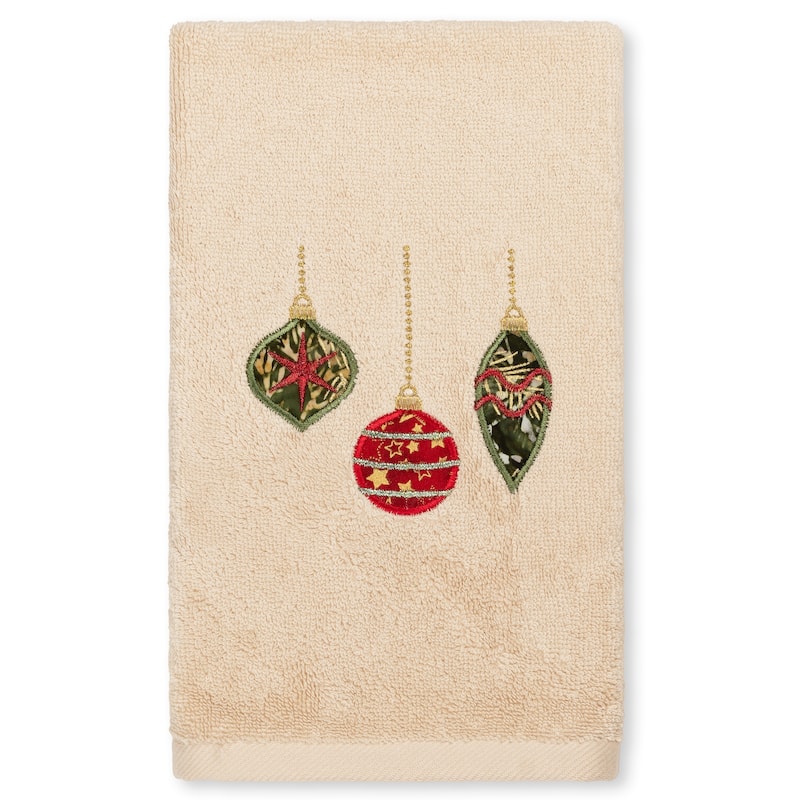 Authentic Hotel and Spa Christmas Ornaments Embroidered Luxury 100% Turkish Cotton Hand Towel - Sand