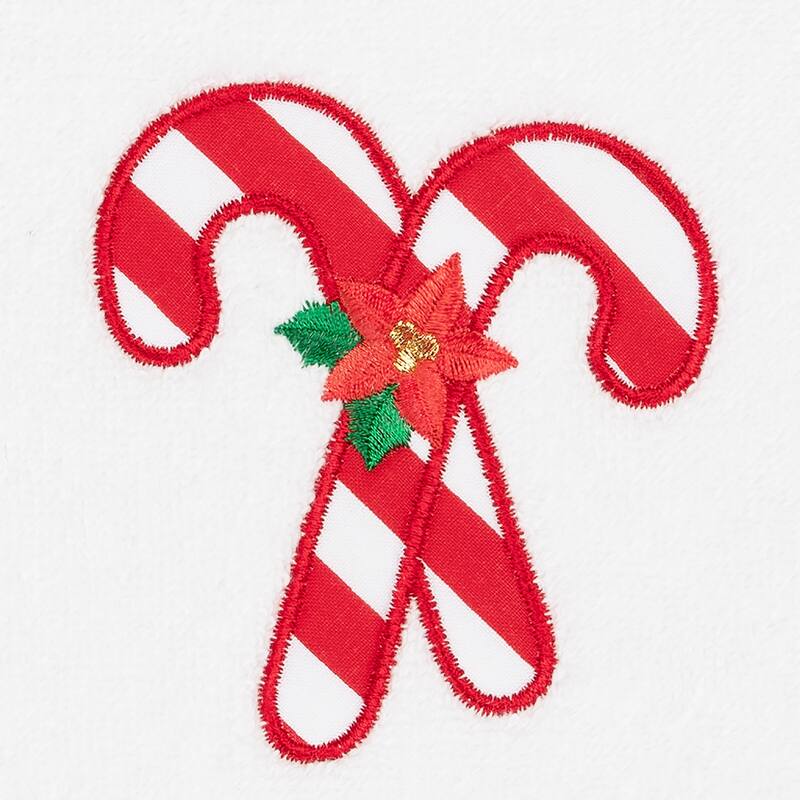 Authentic Hotel and Spa Christmas Candy Canes Embroidered Luxury 100% Turkish Cotton Hand Towels (Set of 2)