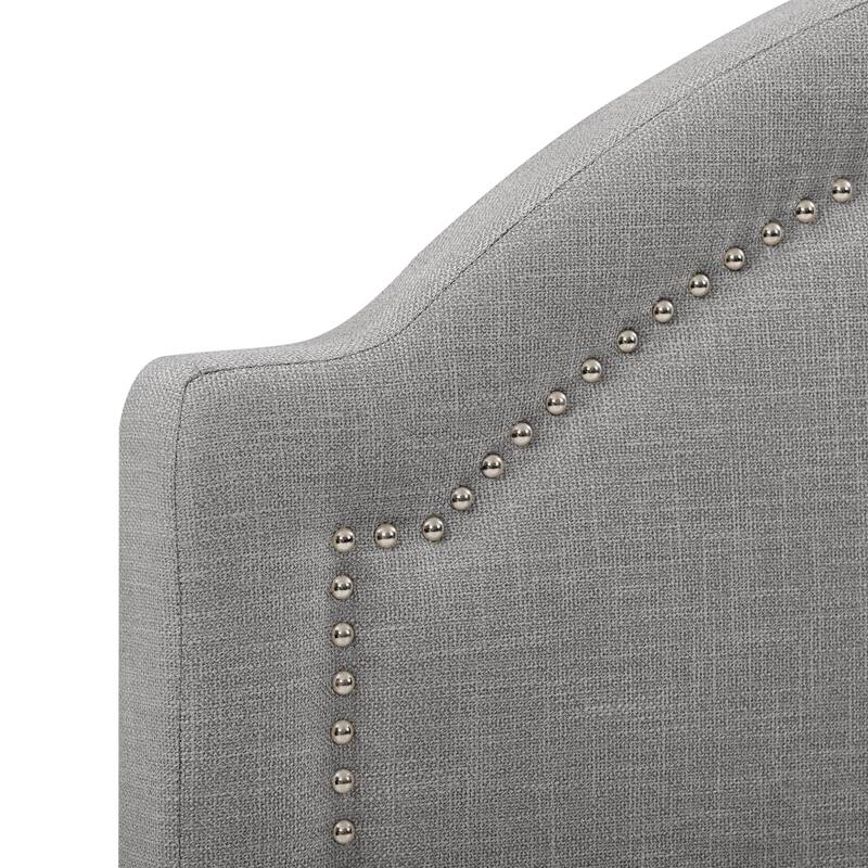 CorLiving Florence Fabric Bed Frame with Arched Headboard and Nailhead Trim Accents