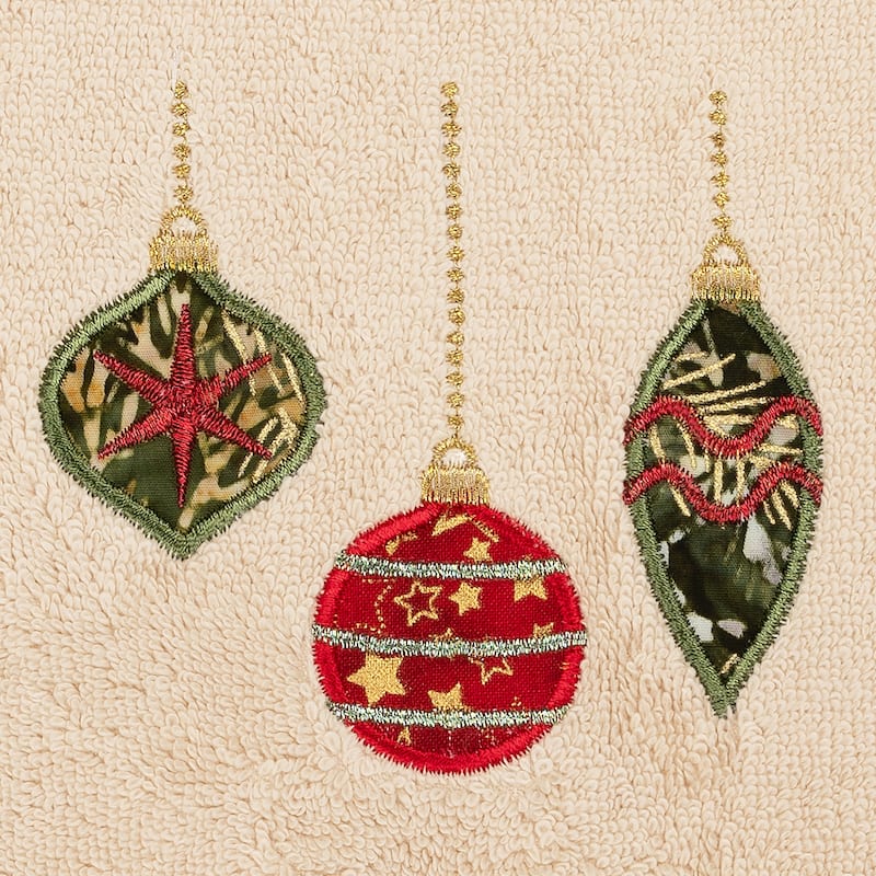 Authentic Hotel and Spa Christmas Ornaments Embroidered Luxury 100% Turkish Cotton Hand Towels (Set of 2)