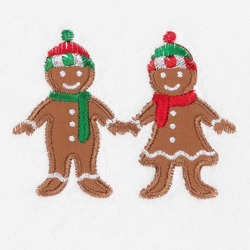 Authentic Hotel and Spa Christmas Gingerbread Embroidered Luxury 100% Turkish Cotton Hand Towels (Set of 2)