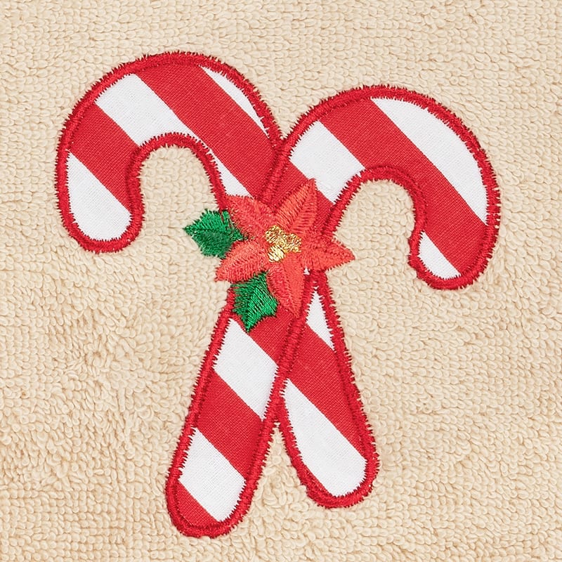 Authentic Hotel and Spa Christmas Candy Canes Embroidered Luxury 100% Turkish Cotton Hand Towel