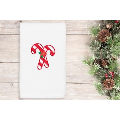 Authentic Hotel and Spa Christmas Candy Canes Embroidered Luxury 100% Turkish Cotton Hand Towel