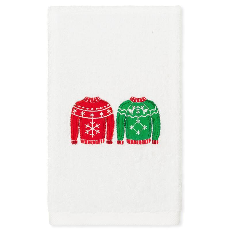 Authentic Hotel and Spa Christmas Sweaters Embroidered Luxury 100% Turkish Cotton Hand Towel - White