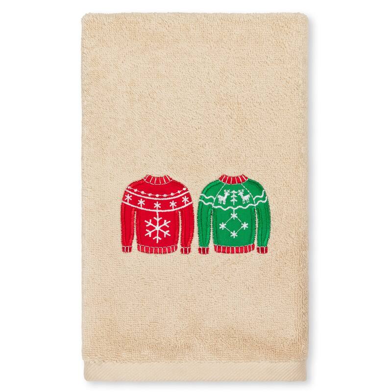 Authentic Hotel and Spa Christmas Sweaters Embroidered Luxury 100% Turkish Cotton Hand Towel - Sand