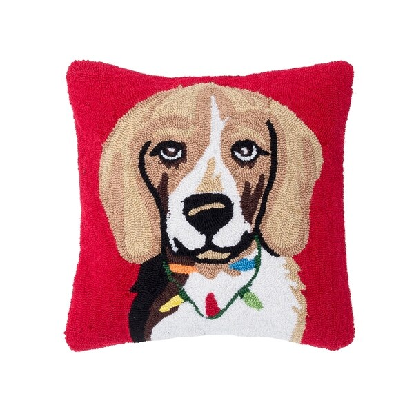 christmas beagle pillow