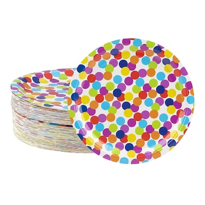 80-Count Polka Dot Paper Disposable Plate for Girls Birthday Party Bridal Shower