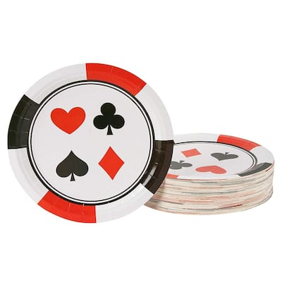 80-Count Poker & Casino Card Night Paper Disposable Plates for Party Celebration