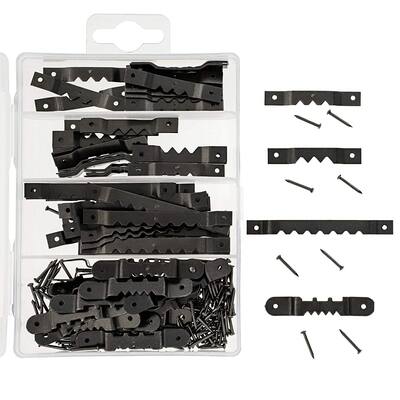 100-Count Metal Sawtooth Picture Frame Hangers with 200 Nails, 4 Assorted Sizes