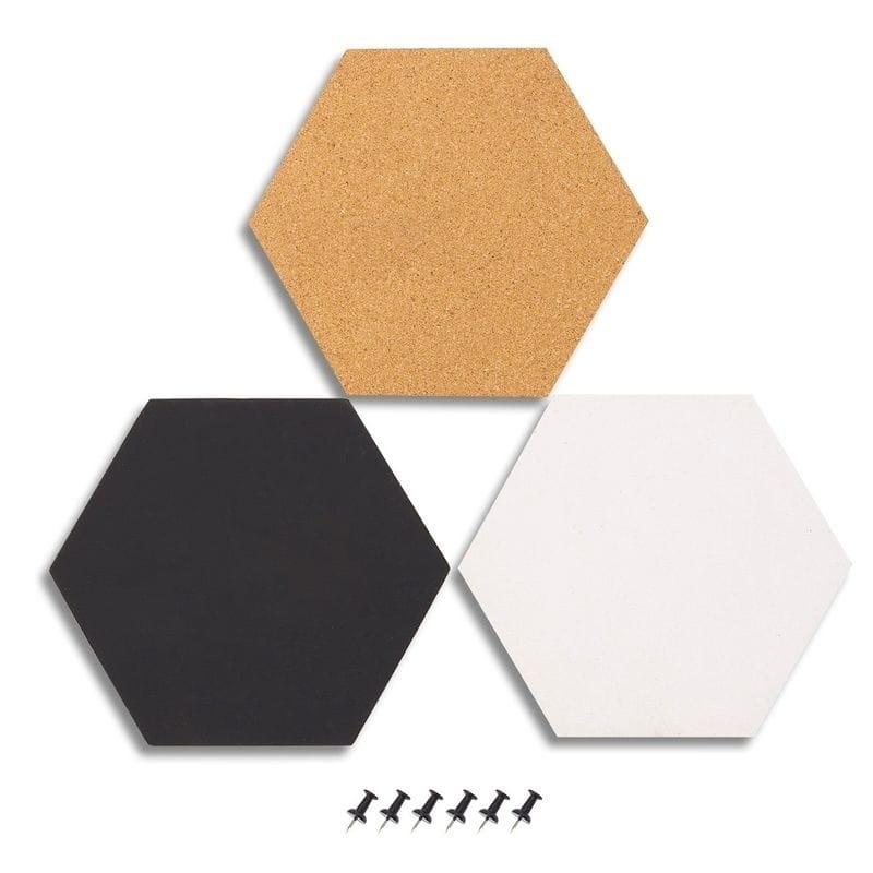 Juvale 3-pack Cork Bulletin Boards - Hexagonal Decorative Tiles In 3 